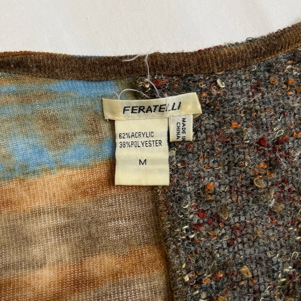 Feralei Boho Patchwork Knit Tunic Top Womens Size M Artsy Asymmetrical Lagenlook - Picture 4 of 8